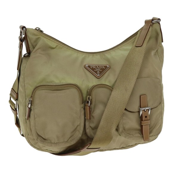 PRADA Shoulder Bag Nylon Beige Auth 79150 - Picture 1 of 16